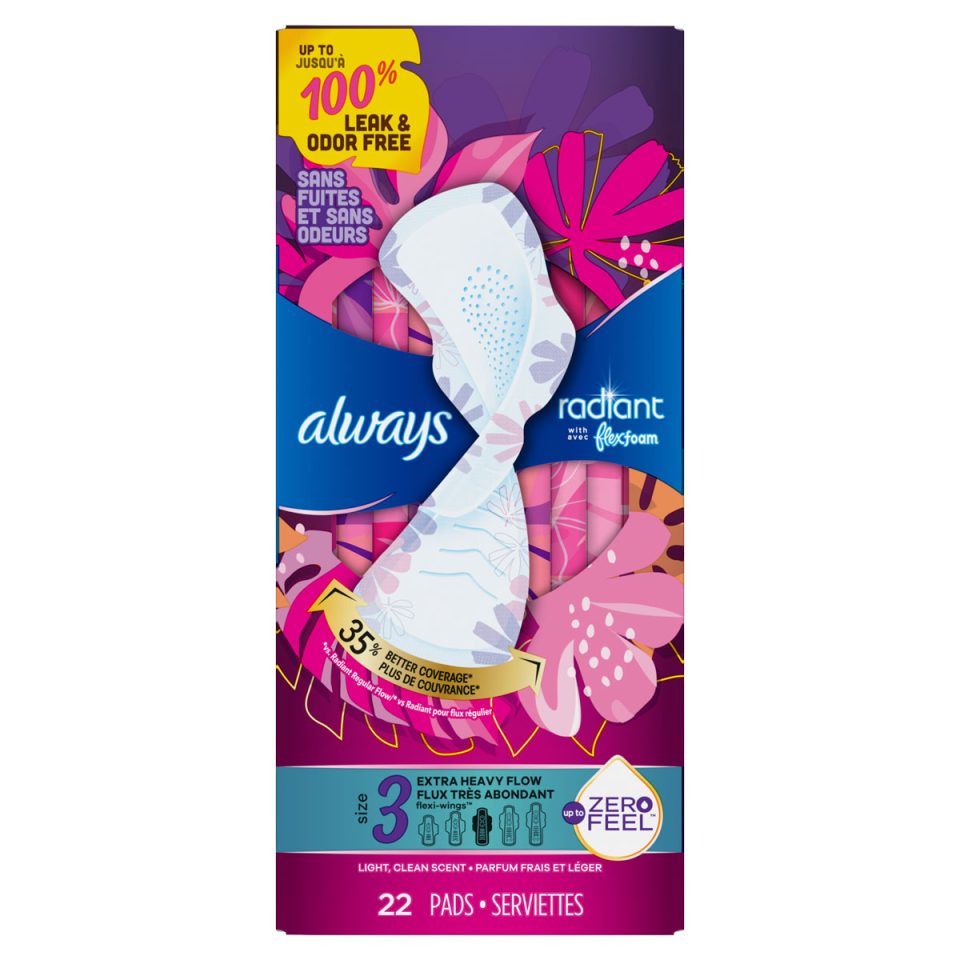 Always Radiant Size 3 Extra Heavy Flow Pads, Light Clean Scent