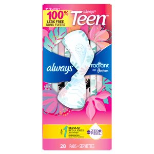 Always Radiant Teen Pad, Regular, Unscented